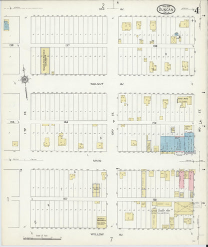 Sanborn Fire Insurance Map from Duncan, Stephens County, Oklahoma (1914), Sheet #0004 - Complete Map Set gallery image, historic Sanborn map, vintage wall art, Oklahoma Oklahoma