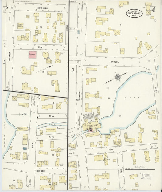 Sanborn Fire Insurance Map from Bucksport, Hancock County, Maine (1911), Sheet #0004 - Historic Sanborn Fire Insurance Map Print, vintage old map wall art, antique decor, genealogy gift, Maine Maine map