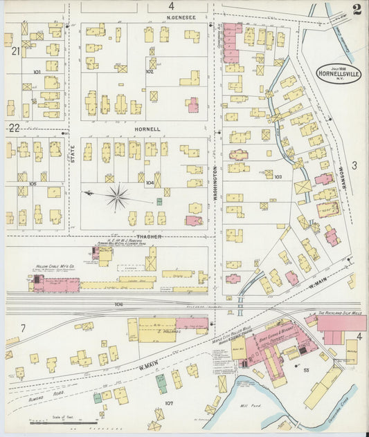 Sanborn Fire Insurance Map from Hornell, Steuben County, New York (1898), Sheet #0002 - Complete Map Set gallery image, historic Sanborn map, vintage wall art, New York New York