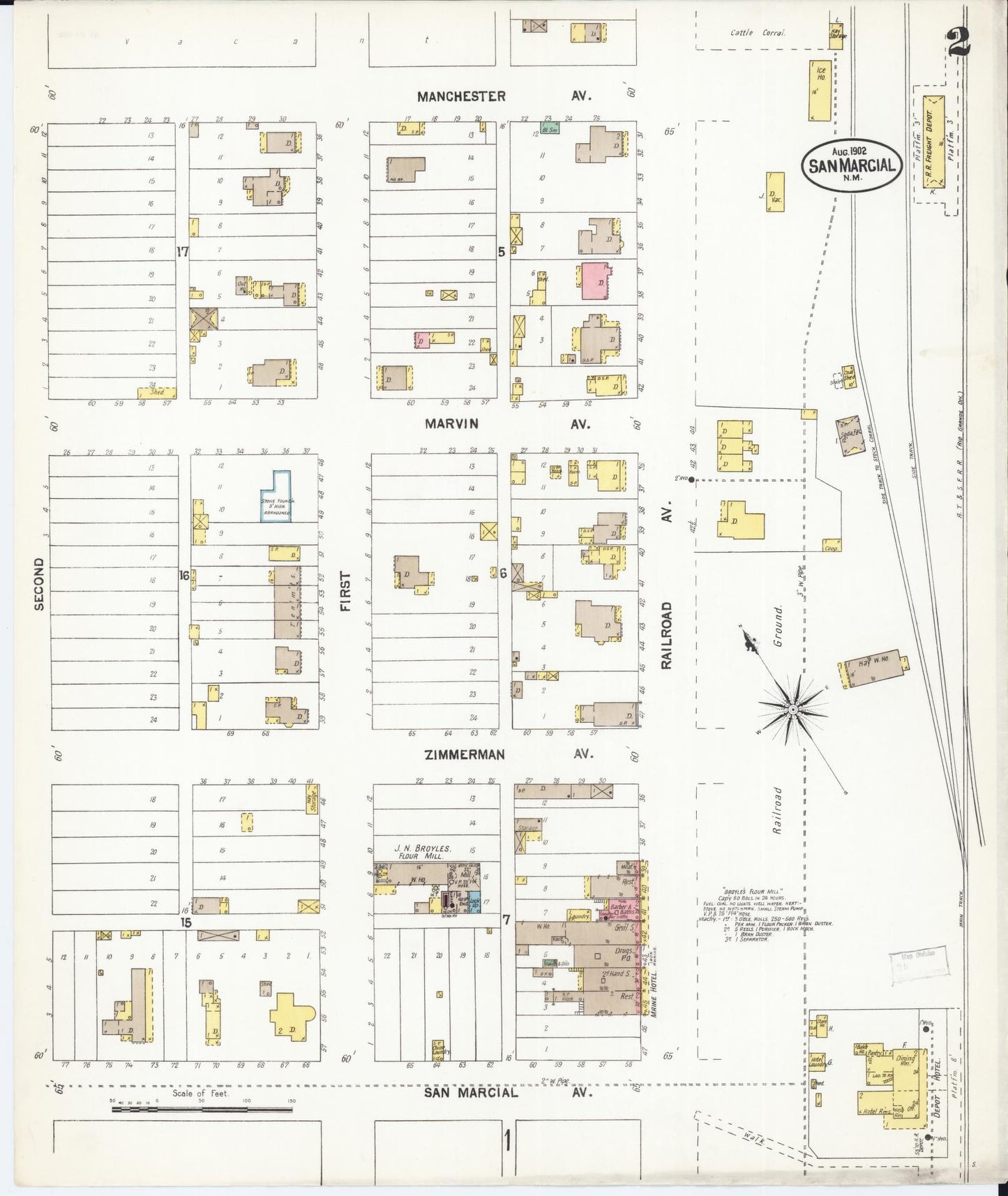 Sanborn Fire Insurance Map from San Marcial, Socorro County, New Mexico (1902), Sheet #0002 - Complete Map Set gallery image, historic Sanborn map, vintage wall art, New Mexico New Mexico