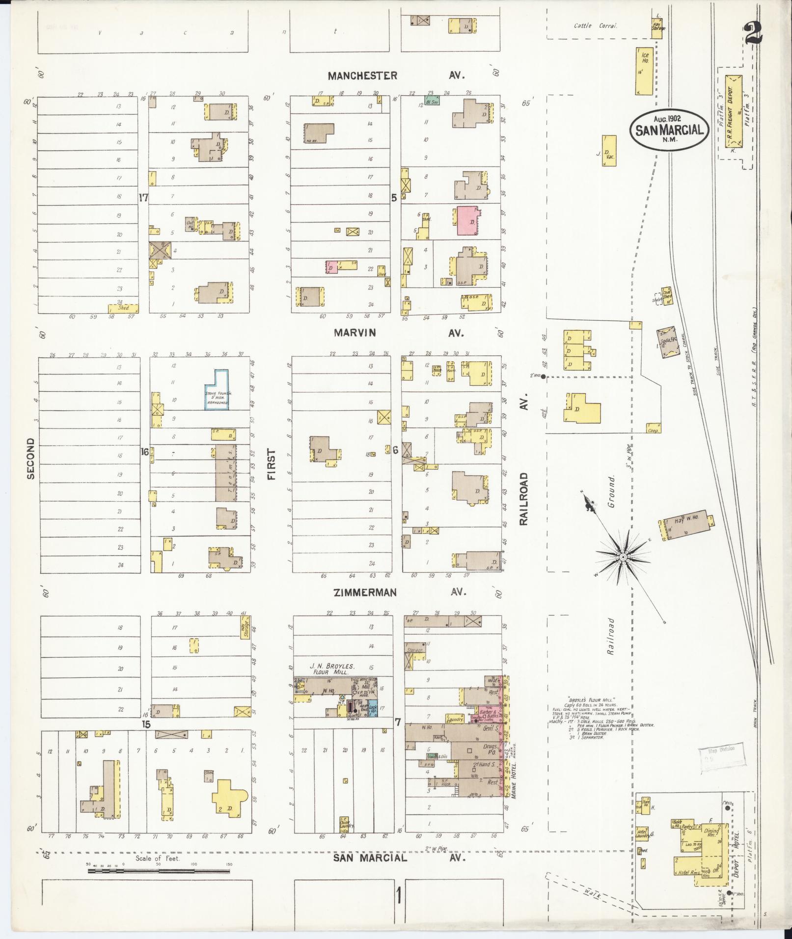 Sanborn Fire Insurance Map from San Marcial, Socorro County, New Mexico (1902), Sheet #0002 - Complete Map Set gallery image, historic Sanborn map, vintage wall art, New Mexico New Mexico