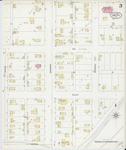Sanborn Fire Insurance Map from Coal City, Grundy County, Illinois (1907), Sheet #0003 - Historic Sanborn Fire Insurance Map Print, vintage old map wall art, antique decor, genealogy gift, Illinois Illinois map