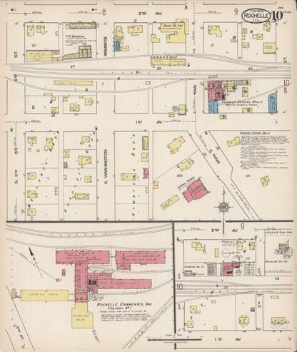 Sanborn Fire Insurance Map from Rochelle, Ogle County, Illinois (1922), Sheet #0010 - Historic Sanborn Fire Insurance Map Print, vintage old map wall art, antique decor, genealogy gift, Illinois Illinois map