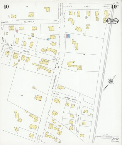 Sanborn Fire Insurance Map from Lexington, Middlesex County, Massachusetts (1927), Sheet #0010 - Complete Map Set gallery image, historic Sanborn map, vintage wall art, Massachusetts Massachusetts