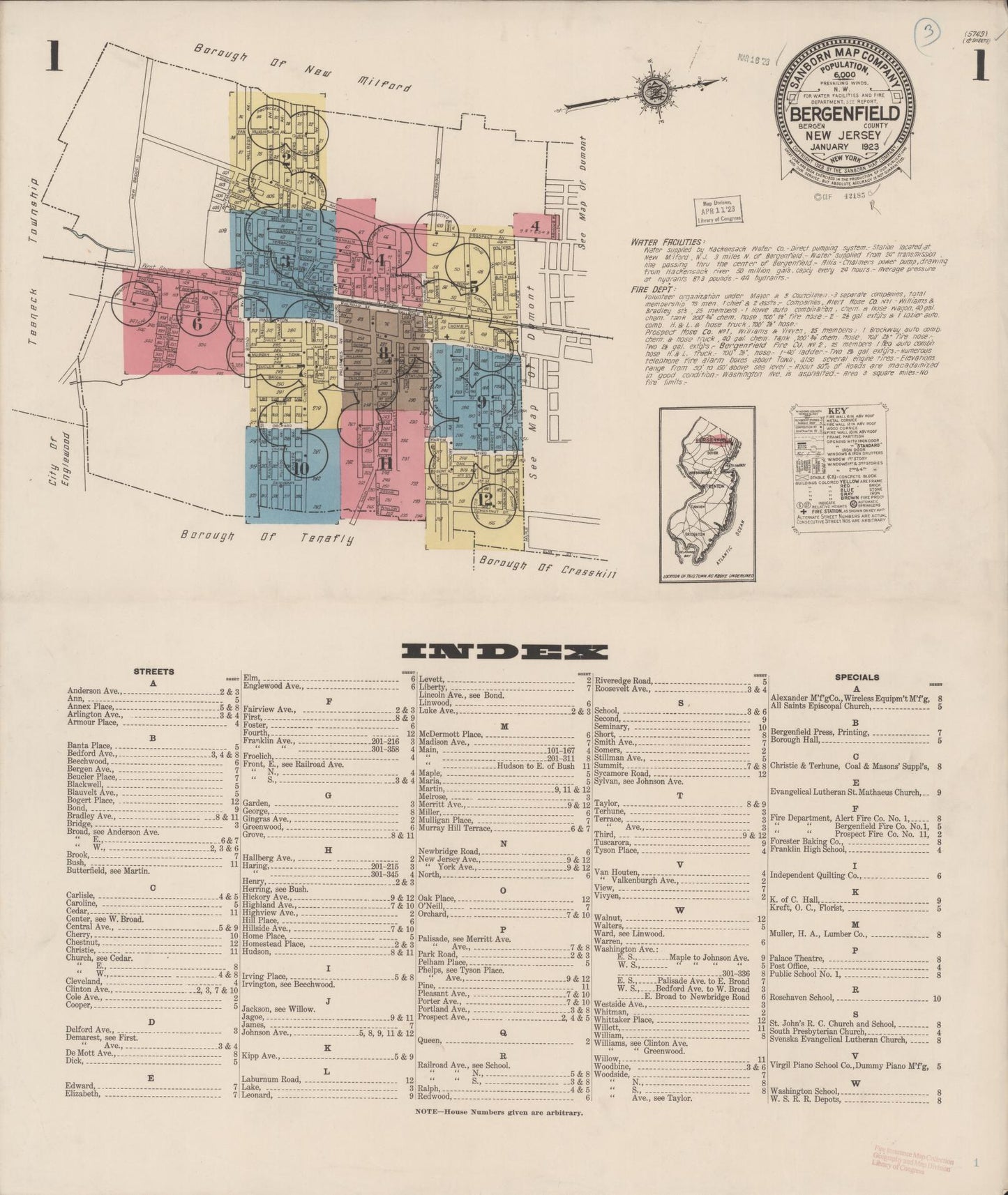 Sanborn Fire Insurance Map from Bergenfield, Bergen County, New Jersey. (1923) – Historic Sanborn Fire Insurance Map Print