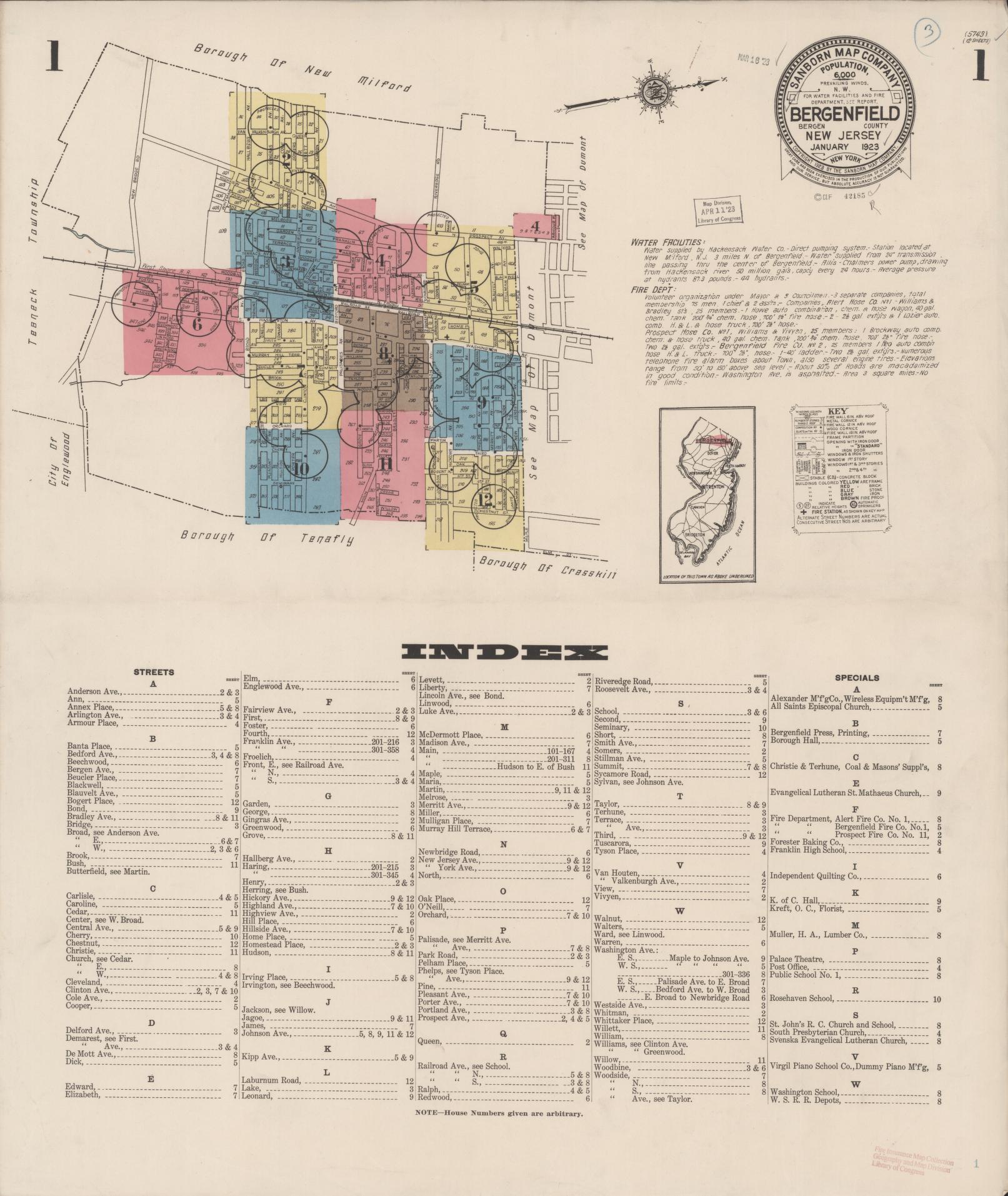 Sanborn Fire Insurance Map from Bergenfield, Bergen County, New Jersey. (1923) – Historic Sanborn Fire Insurance Map Print