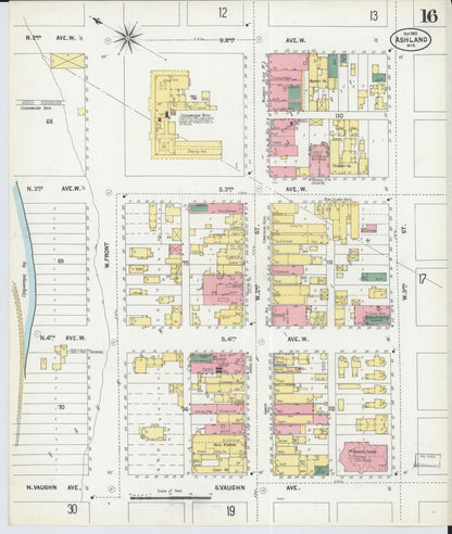 Sanborn Fire Insurance Map from Ashland, Ashland County, Wisconsin (1901), Sheet #0016 - Historic Sanborn Fire Insurance Map Print, vintage old map wall art, antique decor, genealogy gift, Wisconsin Wisconsin map