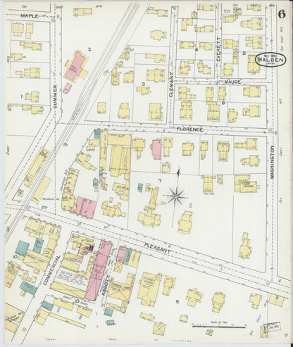 Sanborn Fire Insurance Map from Malden, Middlesex County, Massachusetts (1892), Sheet #0006 - Complete Map Set gallery image, historic Sanborn map, vintage wall art, Massachusetts Massachusetts