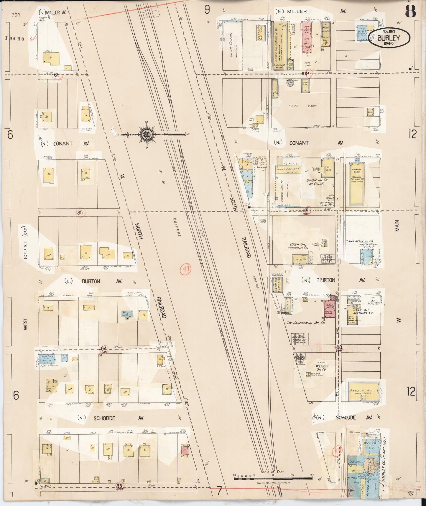 Sanborn Fire Insurance Map from Burley, Cassia County, Idaho (1949), Sheet #0008 - Complete Map Set gallery image, historic Sanborn map, vintage wall art, Idaho Idaho