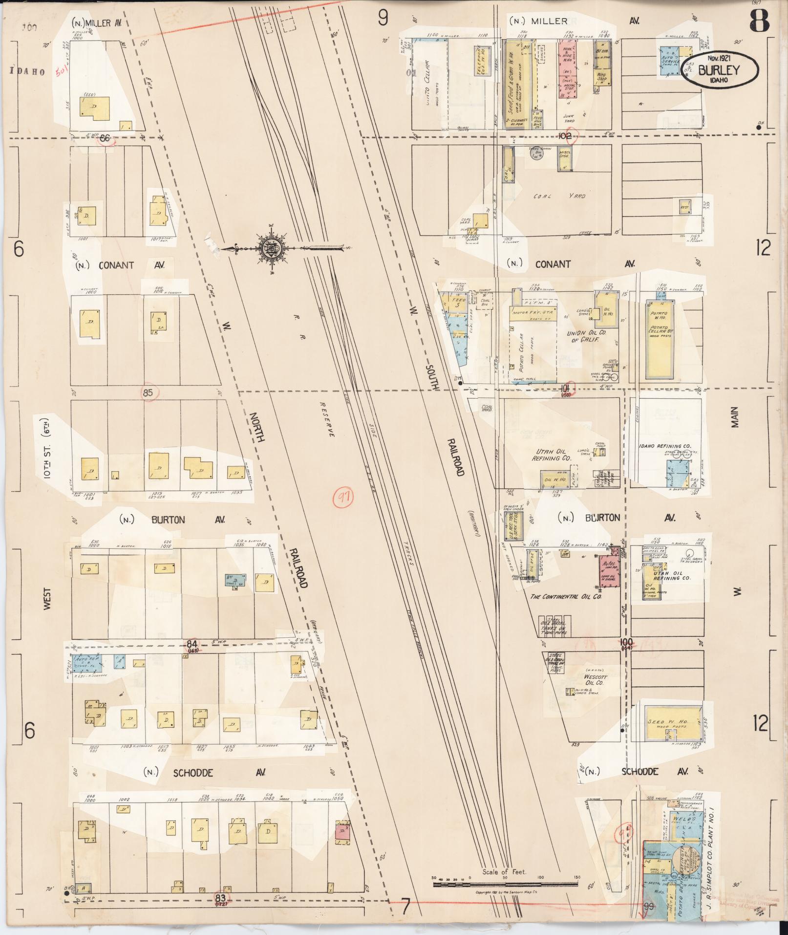 Sanborn Fire Insurance Map from Burley, Cassia County, Idaho (1949), Sheet #0008 - Complete Map Set gallery image, historic Sanborn map, vintage wall art, Idaho Idaho