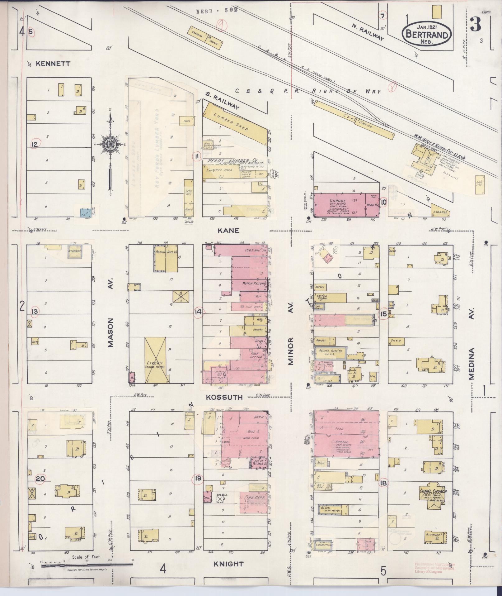 Sanborn Fire Insurance Map from Bertran, Phelps County, Nebraska (1936), Sheet #0003 - Complete Map Set gallery image, historic Sanborn map, vintage wall art, Nebraska Nebraska