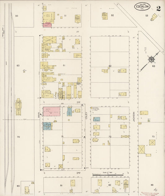 Sanborn Fire Insurance Map from Escalon, San Joaquin County, California (1913), Sheet #0002 - Historic Sanborn Fire Insurance Map Print, vintage old map wall art, antique decor, genealogy gift, California California map