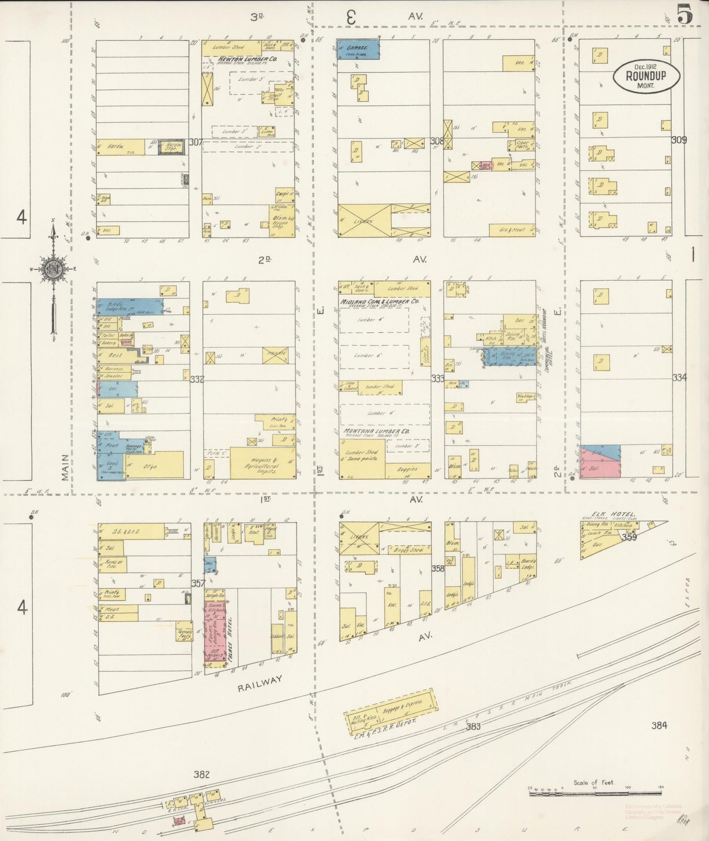 Sanborn Fire Insurance Map from Roundup, Musselshell County, Montana (1912), Sheet #0005 - Complete Map Set gallery image, historic Sanborn map, vintage wall art, Montana Montana