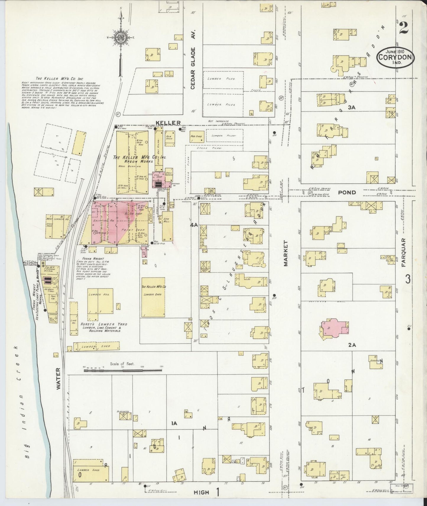 Sanborn Fire Insurance Map from Corydon, Harrison County, Indiana (1910), Sheet #0002 - Historic Sanborn Fire Insurance Map Print, vintage old map wall art, antique decor, genealogy gift, Indiana Indiana map