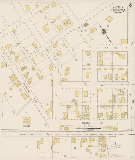 Sanborn Fire Insurance Map from Blue Lake, Humboldt County, California (1919), Sheet #0002 - Historic Sanborn Fire Insurance Map Print, vintage old map wall art, antique decor, genealogy gift, California California map