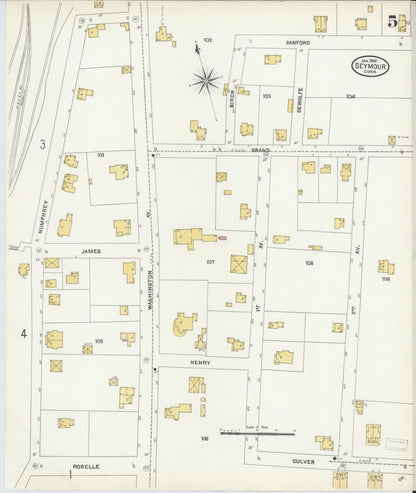 Sanborn Fire Insurance Map from Seymour, New Haven County, Connecticut (1906), Sheet #0005 - Complete Map Set gallery image, historic Sanborn map, vintage wall art, Connecticut Connecticut