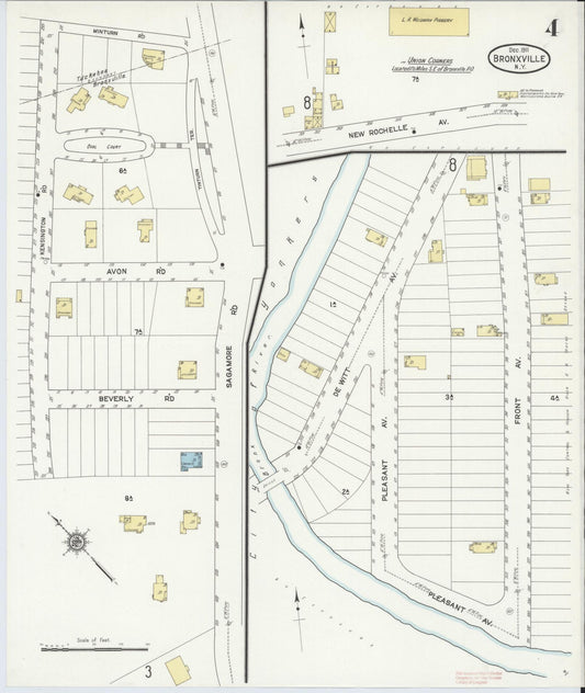 Sanborn Fire Insurance Map from Bronxville, Westchester County, New York (1911), Sheet #0004 - Historic Sanborn Fire Insurance Map Print, vintage old map wall art, antique decor, genealogy gift, New York New York map