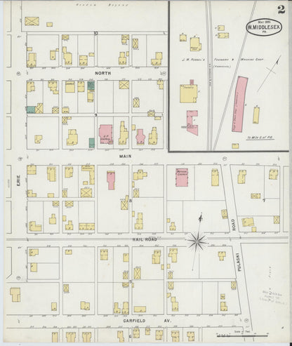 Sanborn Fire Insurance Map from West Middlesex, Mercer County, Pennsylvania (1895), Sheet #0002 - Historic Sanborn Fire Insurance Map Print, vintage old map wall art, antique decor, genealogy gift, Pennsylvania Pennsylvania map