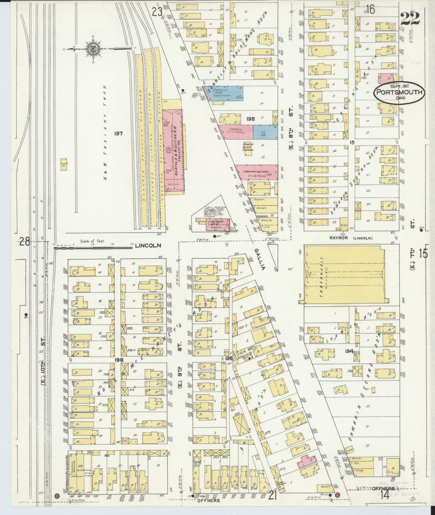 Sanborn Fire Insurance Map from Portsmouth, Scioto County, Ohio (1911), Sheet #0022 - Complete Map Set gallery image, historic Sanborn map, vintage wall art, Ohio Ohio