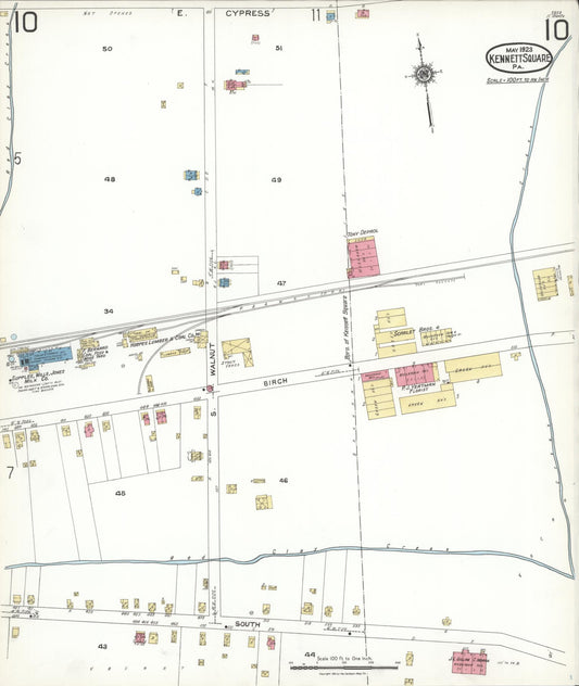 Sanborn Fire Insurance Map from Kennett Square, Chester County, Pennsylvania (1923), Sheet #0010 - Historic Sanborn Fire Insurance Map Print, vintage old map wall art, antique decor, genealogy gift, Pennsylvania Pennsylvania map