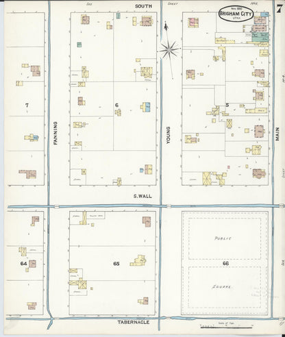 Sanborn Fire Insurance Map from Brigham City, Box Elder County, Utah (1890), Sheet #0007 - Complete Map Set gallery image, historic Sanborn map, vintage wall art, Utah Utah