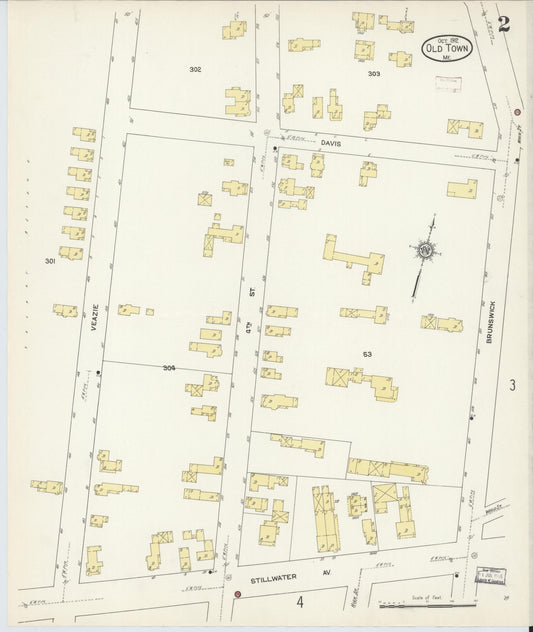 Sanborn Fire Insurance Map from Old Town, Penobscot County, Maine (1912), Sheet #0002 - Historic Sanborn Fire Insurance Map Print, vintage old map wall art, antique decor, genealogy gift, Maine Maine map