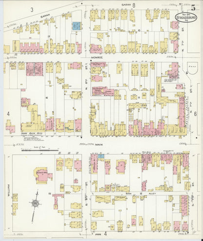 Sanborn Fire Insurance Map from Stroudsburg, Monroe County, Pennsylvania (1912), Sheet #0005 - Complete Map Set gallery image, historic Sanborn map, vintage wall art, Pennsylvania Pennsylvania