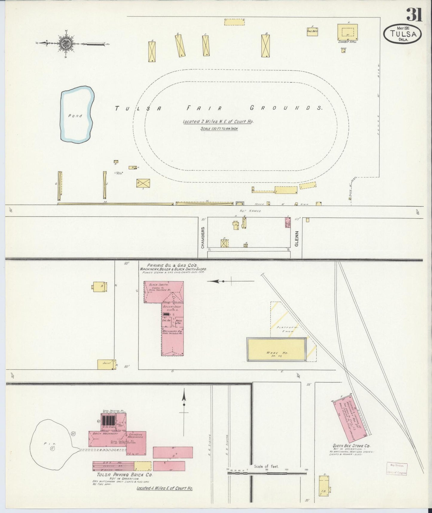 Sanborn Fire Insurance Map from Tulsa, Tulsa County, Oklahoma (1911), Sheet #0031 - Historic Sanborn Fire Insurance Map Print, vintage old map wall art, antique decor, genealogy gift, Oklahoma Oklahoma map