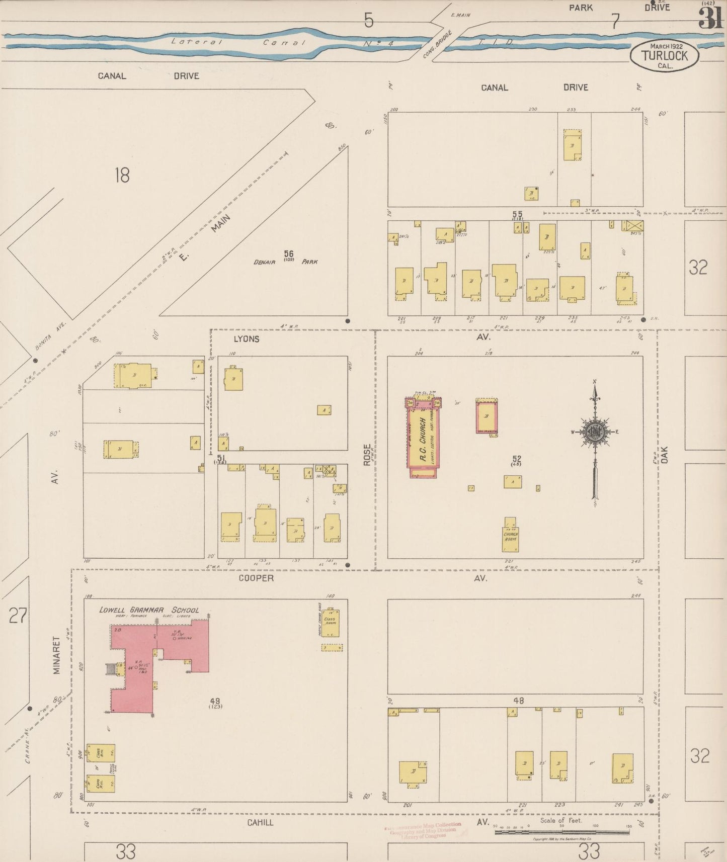 Sanborn Fire Insurance Map from Turlock, Stanislaus County, California (1922), Sheet #0031 - Complete Map Set gallery image, historic Sanborn map, vintage wall art, California California