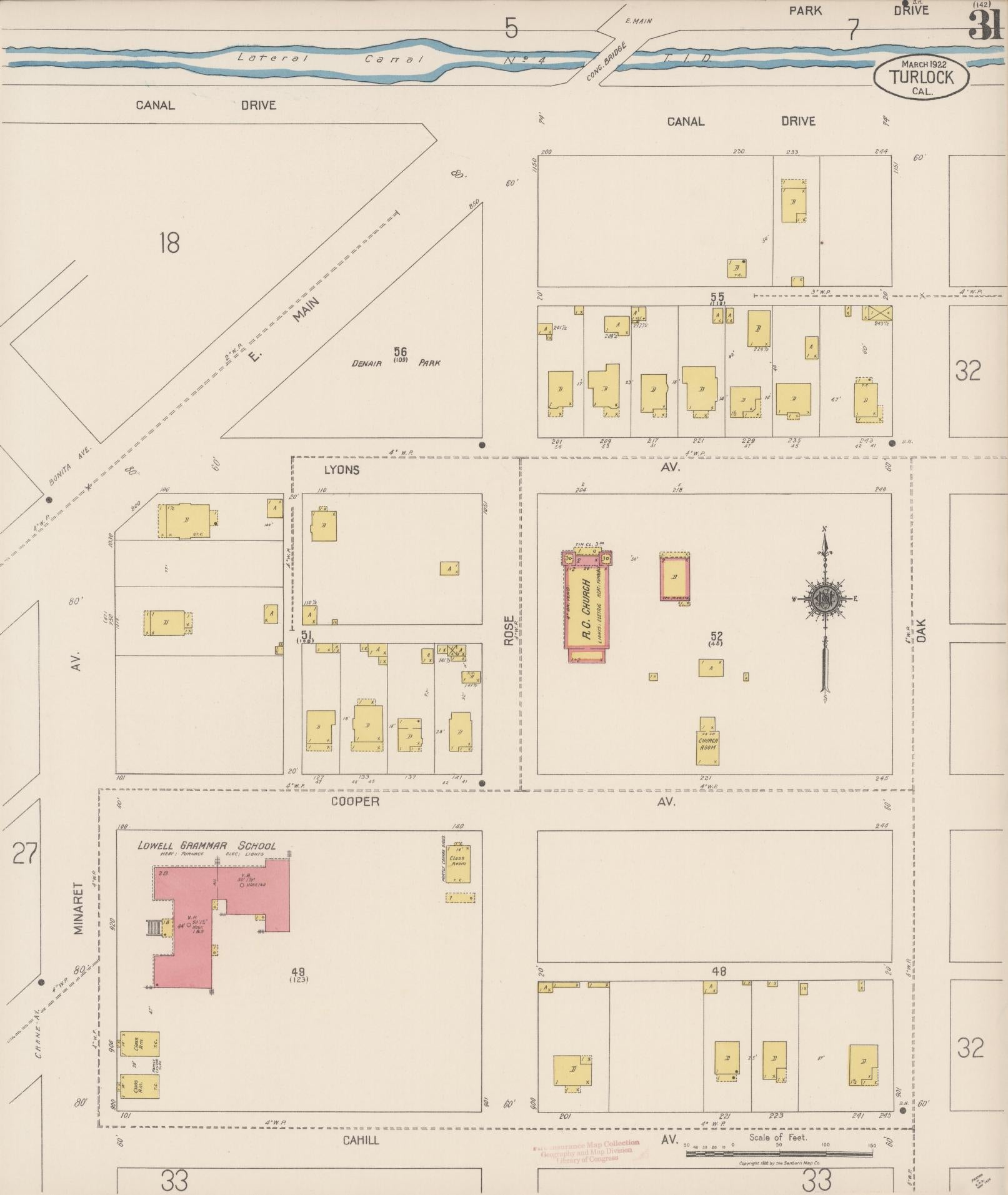 Sanborn Fire Insurance Map from Turlock, Stanislaus County, California (1922), Sheet #0031 - Complete Map Set gallery image, historic Sanborn map, vintage wall art, California California