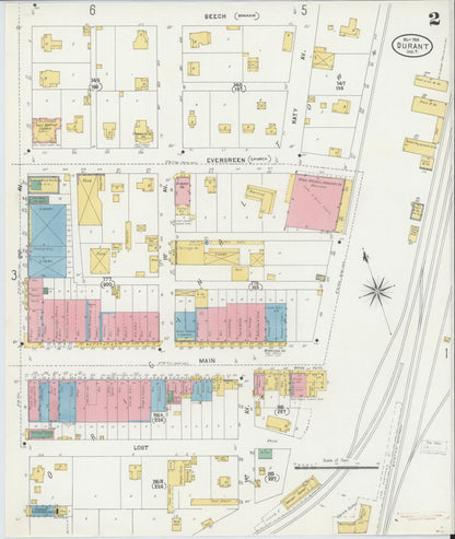 Sanborn Fire Insurance Map from Durant, Bryan County, Oklahoma (1904), Sheet #0002 - Complete Map Set gallery image, historic Sanborn map, vintage wall art, Oklahoma Oklahoma