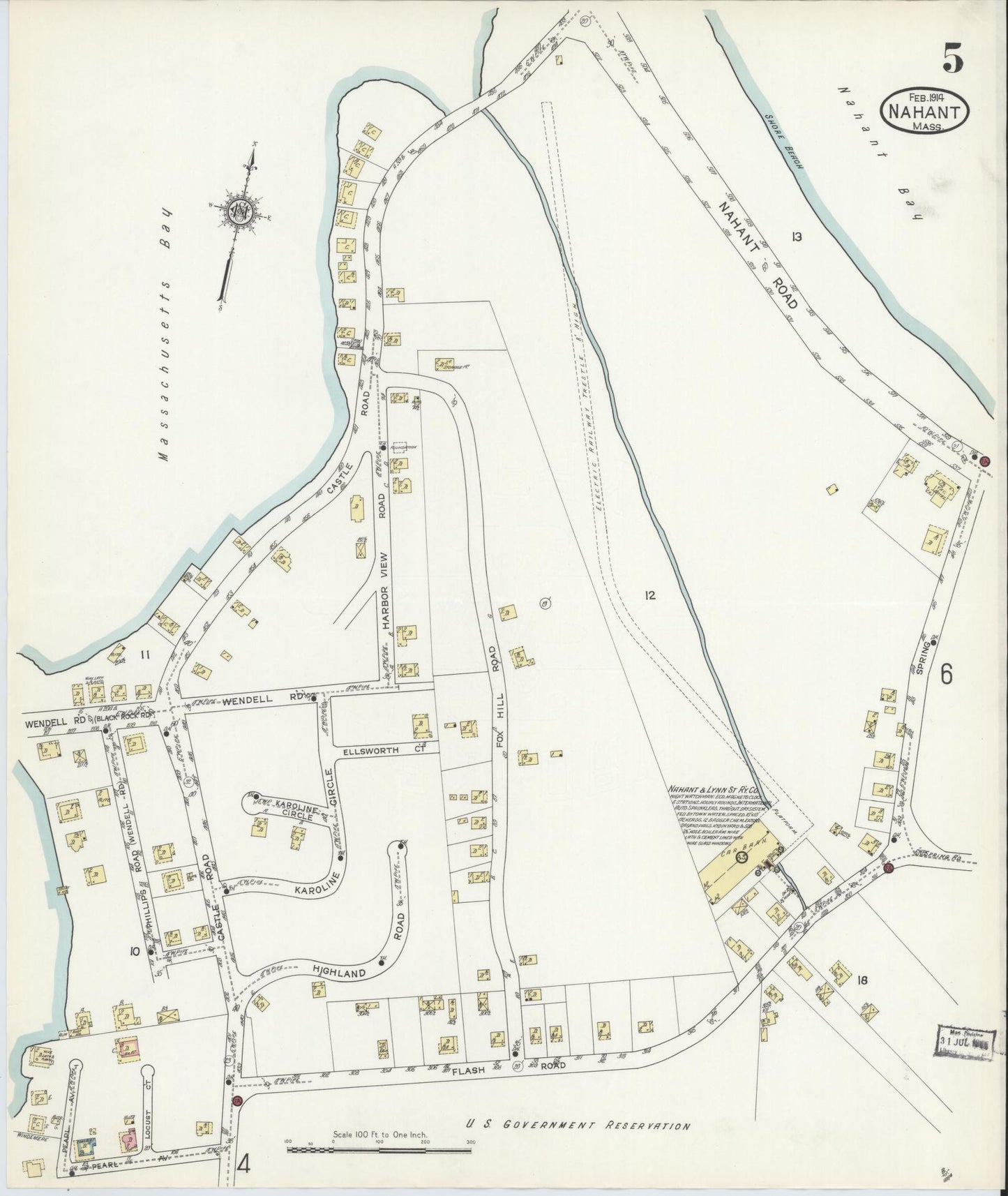 Sanborn Fire Insurance Map from Nahant, Essex County, Massachusetts (1914), Sheet #0005 - Complete Map Set gallery image, historic Sanborn map, vintage wall art, Massachusetts Massachusetts
