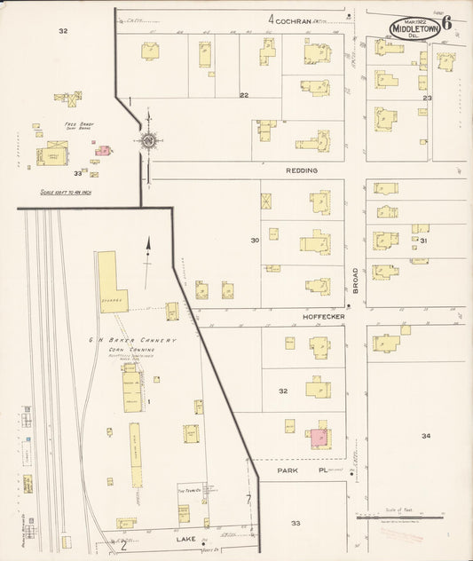 Sanborn Fire Insurance Map from Middletown, New Castle County, Delaware (1922), Sheet #0006 - Historic Sanborn Fire Insurance Map Print, vintage old map wall art, antique decor, genealogy gift, Delaware Delaware map
