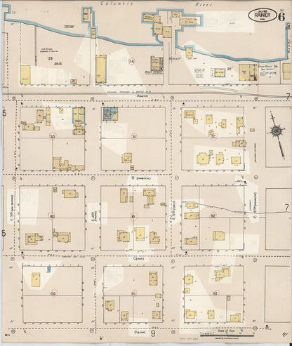 Sanborn Fire Insurance Map from Rainier, Columbia County, Oregon (1931), Sheet #0006 - Complete Map Set gallery image, historic Sanborn map, vintage wall art, Oregon Oregon