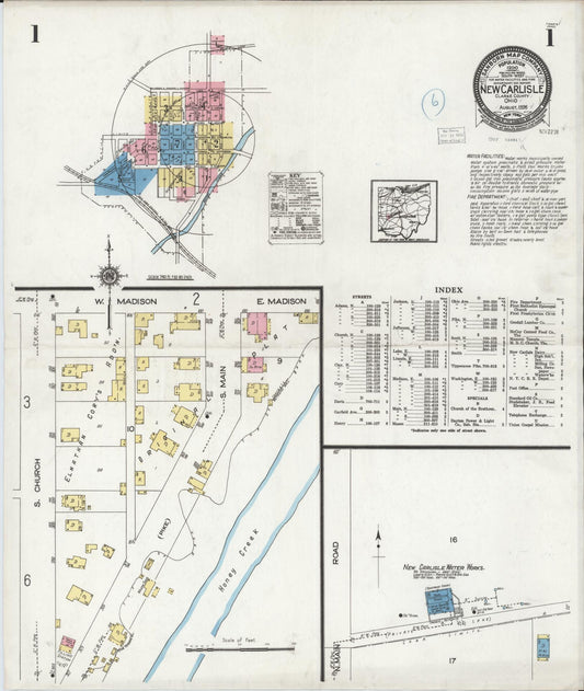 Sanborn Fire Insurance Map from New Carlisle, Clarke County, Ohio (1926), Sheet #0001 - Complete Map Set gallery image, historic Sanborn map, vintage wall art, Ohio Ohio