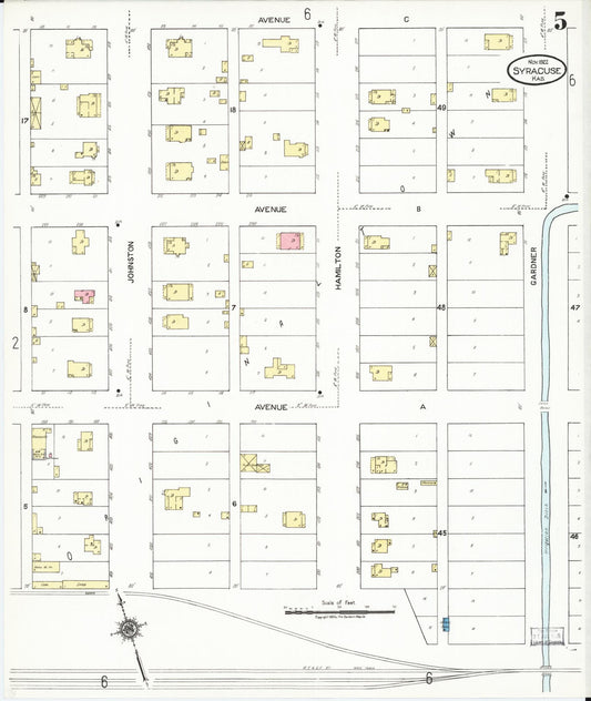Sanborn Fire Insurance Map from Syracuse, Hamilton County, Kansas (1922), Sheet #0005 - Historic Sanborn Fire Insurance Map Print, vintage old map wall art, antique decor, genealogy gift, Kansas Kansas map