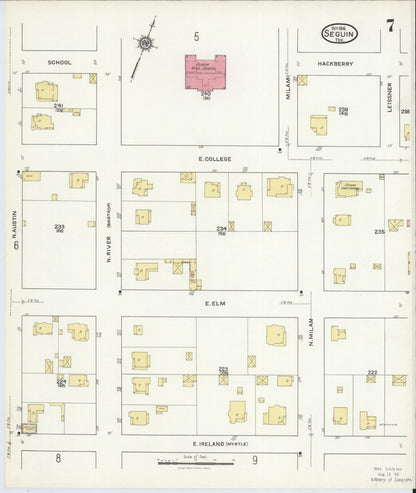 Sanborn Fire Insurance Map from Seguin, Guadalupe County, Texas (1916), Sheet #0007 - Complete Map Set gallery image, historic Sanborn map, vintage wall art, Texas Texas