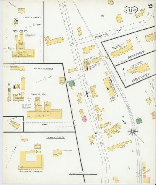Sanborn Fire Insurance Map from Lisbon, Grafton County, New Hampshire (1901), Sheet #0002 - Historic Sanborn Fire Insurance Map Print, vintage old map wall art, antique decor, genealogy gift, New Hampshire New Hampshire map