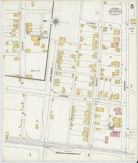 Sanborn Fire Insurance Map from Milton, Northumberland County, Pennsylvania (1906), Sheet #0005 - Historic Sanborn Fire Insurance Map Print, vintage old map wall art, antique decor, genealogy gift, Pennsylvania Pennsylvania map