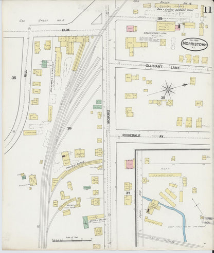 Sanborn Fire Insurance Map from Morristown, Morris County, New Jersey (1890), Sheet #0011 - Complete Map Set gallery image, historic Sanborn map, vintage wall art, New Jersey New Jersey