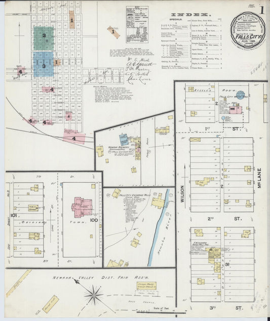 Sanborn Fire Insurance Map from Falls City, Richardson County, Nebraska. (1889) – Historic Sanborn Fire Insurance Map Print