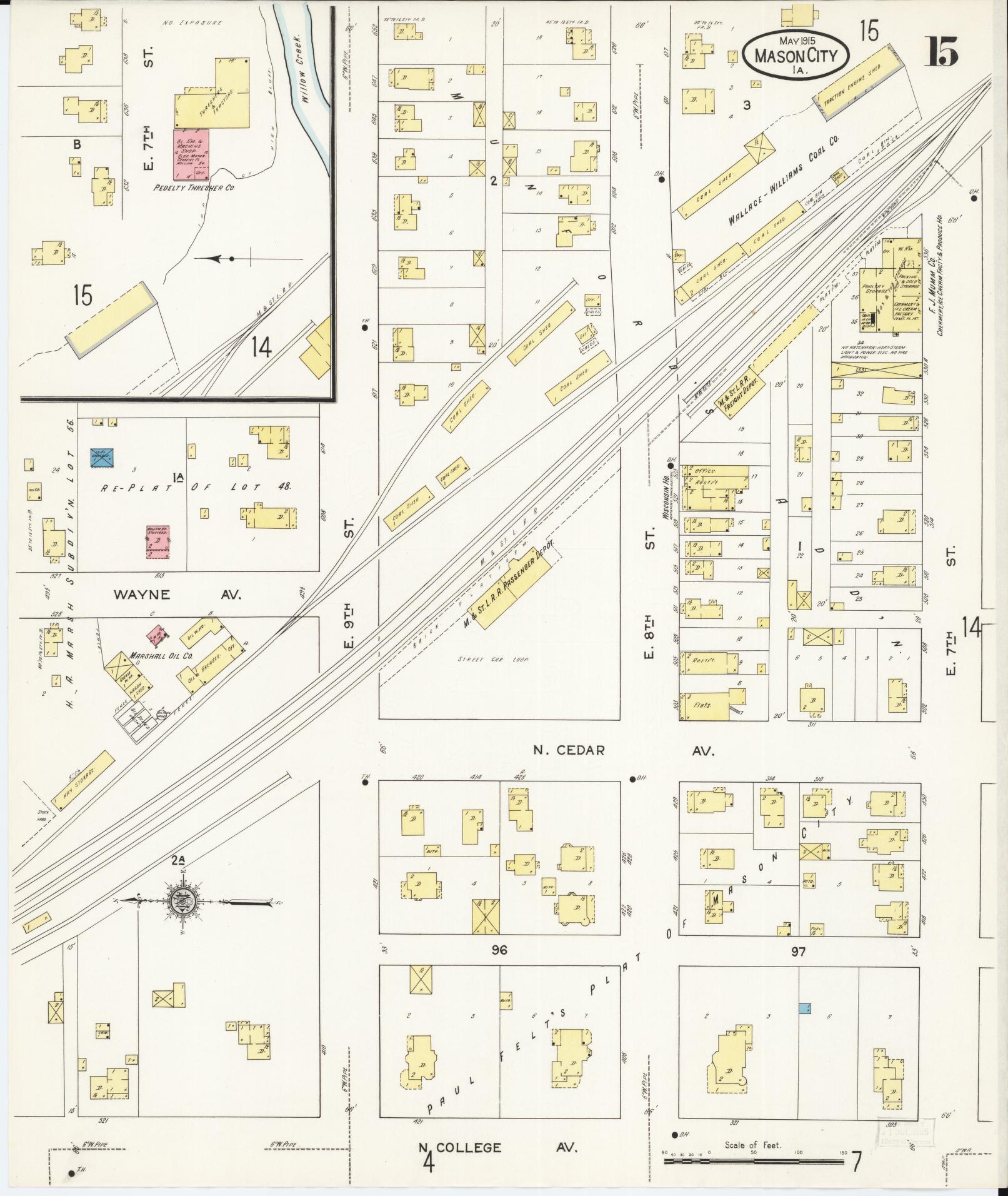 Sanborn Fire Insurance Map from Mason City, Cerro Gordo County, Iowa (1915), Sheet #0015 - Historic Sanborn Fire Insurance Map Print