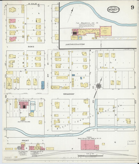 Sanborn Fire Insurance Map from Monett, Barry County, Missouri (1917), Sheet #0009 - Historic Sanborn Fire Insurance Map Print, vintage old map wall art, antique decor, genealogy gift, Missouri Missouri map