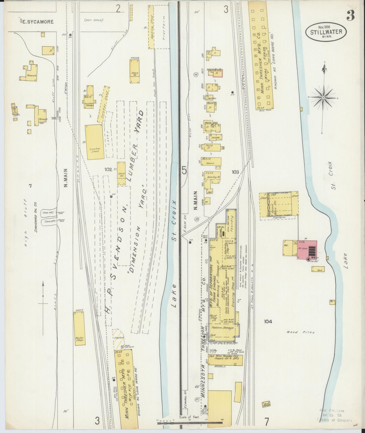 Sanborn Fire Insurance Map from Stillwater, Washington County, Minnesota (1898), Sheet #0003 - Historic Sanborn Fire Insurance Map Print, vintage old map wall art, antique decor, genealogy gift, Minnesota Minnesota map