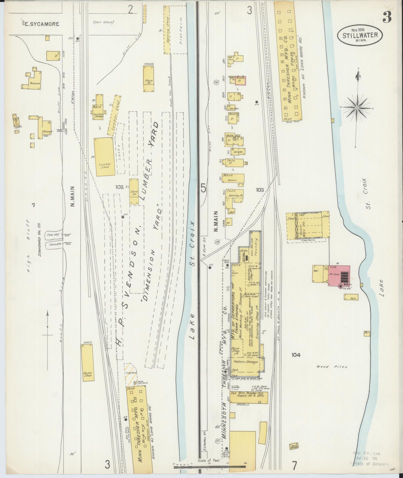 Sanborn Fire Insurance Map from Stillwater, Washington County, Minnesota (1898), Sheet #0003 - Historic Sanborn Fire Insurance Map Print, vintage old map wall art, antique decor, genealogy gift, Minnesota Minnesota map