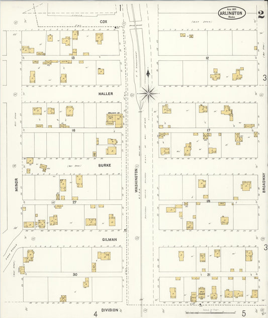Sanborn Fire Insurance Map from Arlington, Snohomish County, Washington (1905), Sheet #0002 - Historic Sanborn Fire Insurance Map Print, vintage old map wall art, antique decor, genealogy gift, Washington Washington map