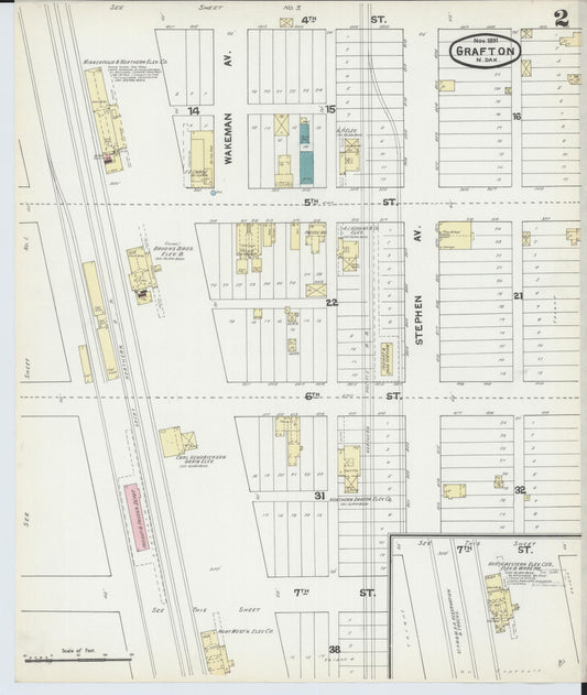 Sanborn Fire Insurance Map from Grafton, Walsh County, North Dakota (1891), Sheet #0002 - Historic Sanborn Fire Insurance Map Print, vintage old map wall art, antique decor, genealogy gift, North Dakota North Dakota map