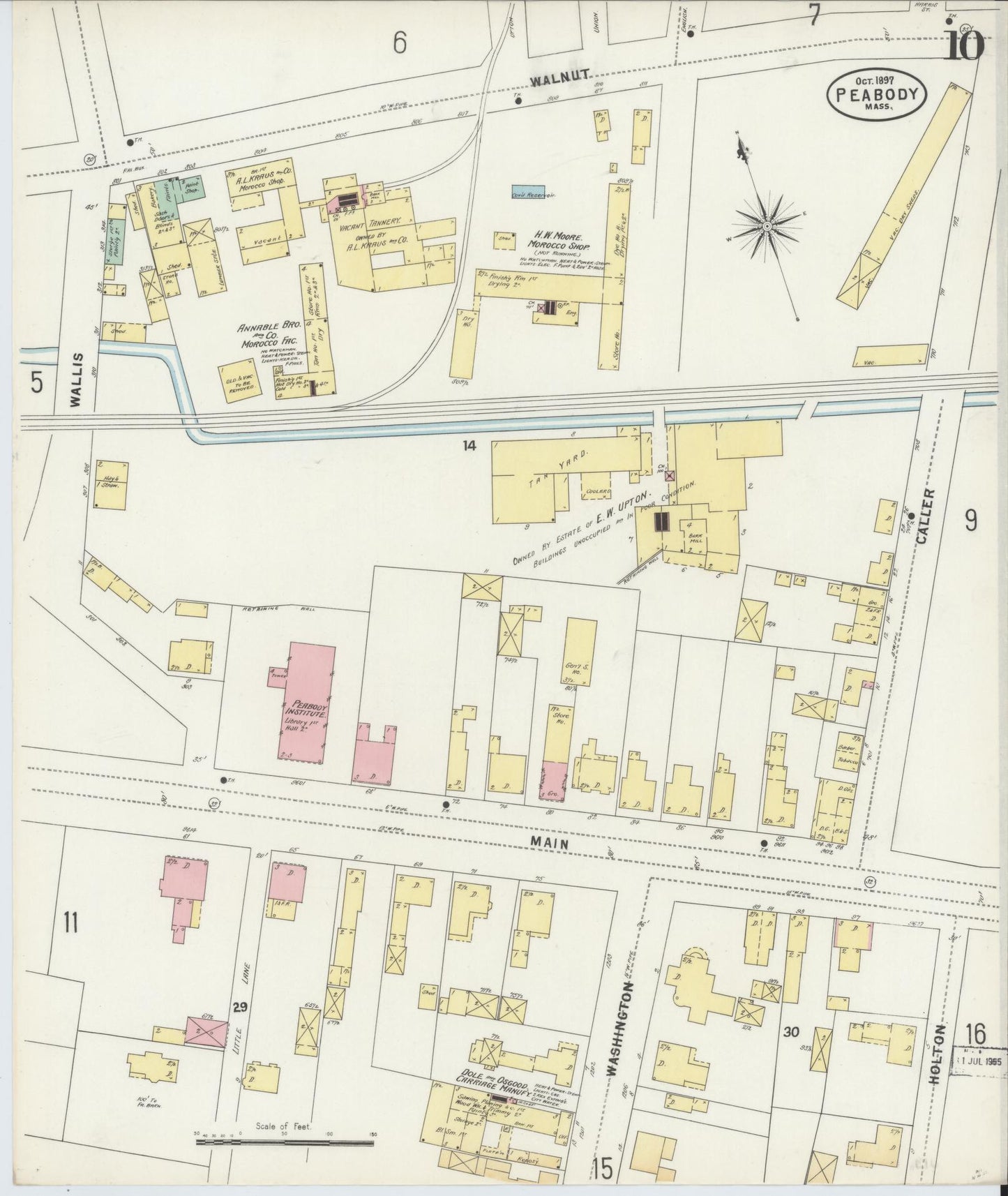 Sanborn Fire Insurance Map from Peabody, Essex County, Massachusetts (1897), Sheet #0010 - Complete Map Set gallery image, historic Sanborn map, vintage wall art, Massachusetts Massachusetts
