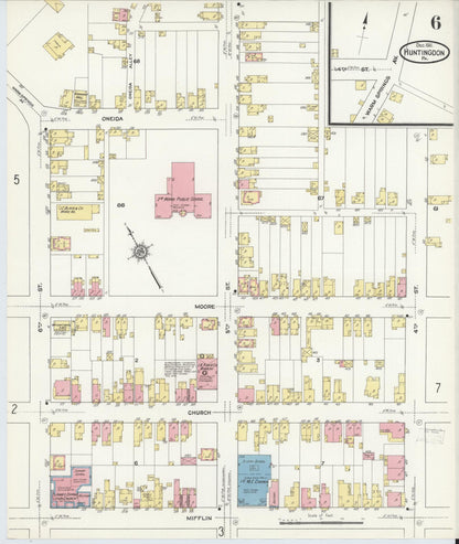 Sanborn Fire Insurance Map from Huntingdon, Huntingdon County, Pennsylvania (1911), Sheet #0006 - Complete Map Set gallery image, historic Sanborn map, vintage wall art, Pennsylvania Pennsylvania