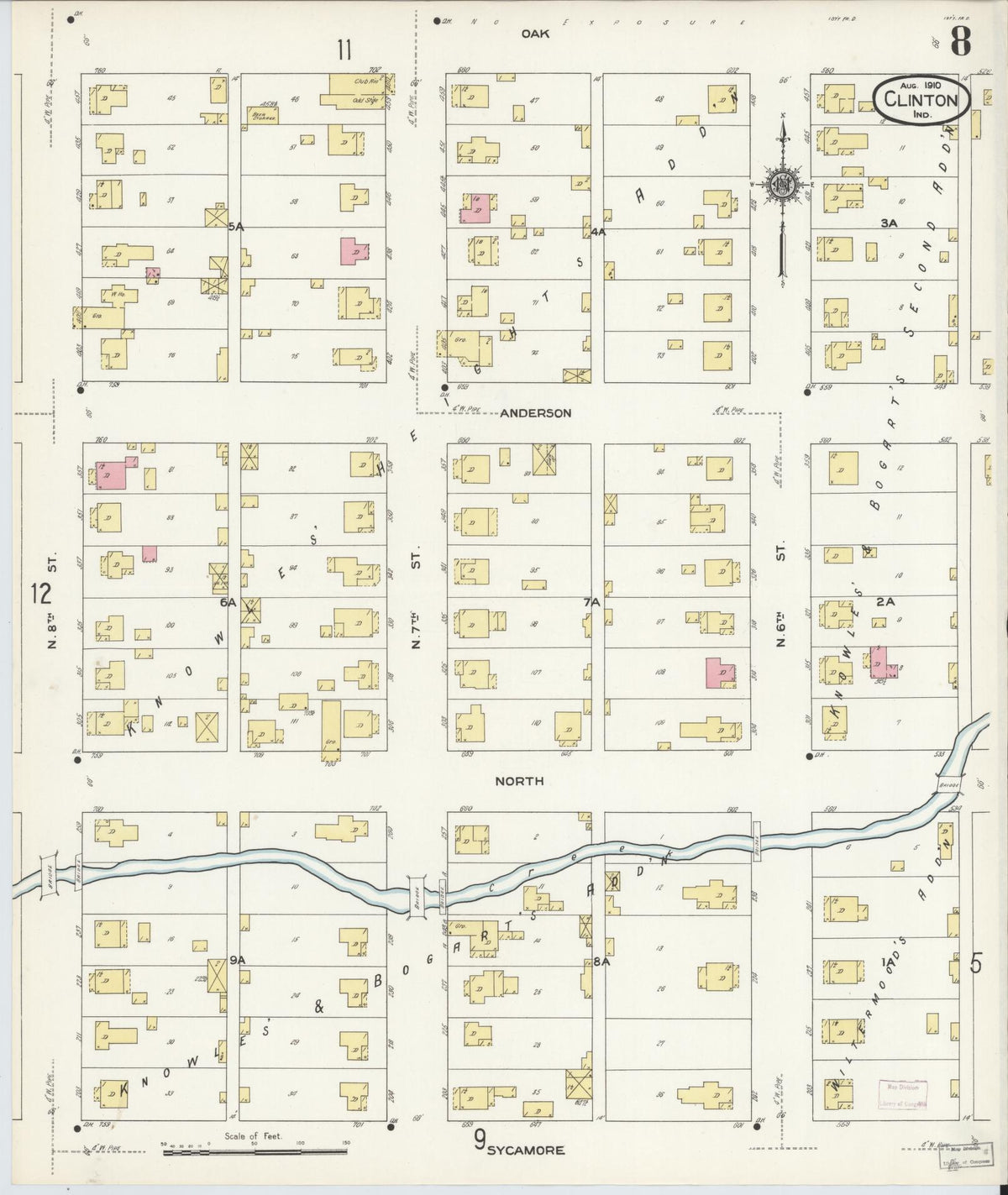 Sanborn Fire Insurance Map from Clinton, Vermillion County, Indiana (1910), Sheet #0008 - Historic Sanborn Fire Insurance Map Print, vintage old map wall art, antique decor, genealogy gift, Indiana Indiana map
